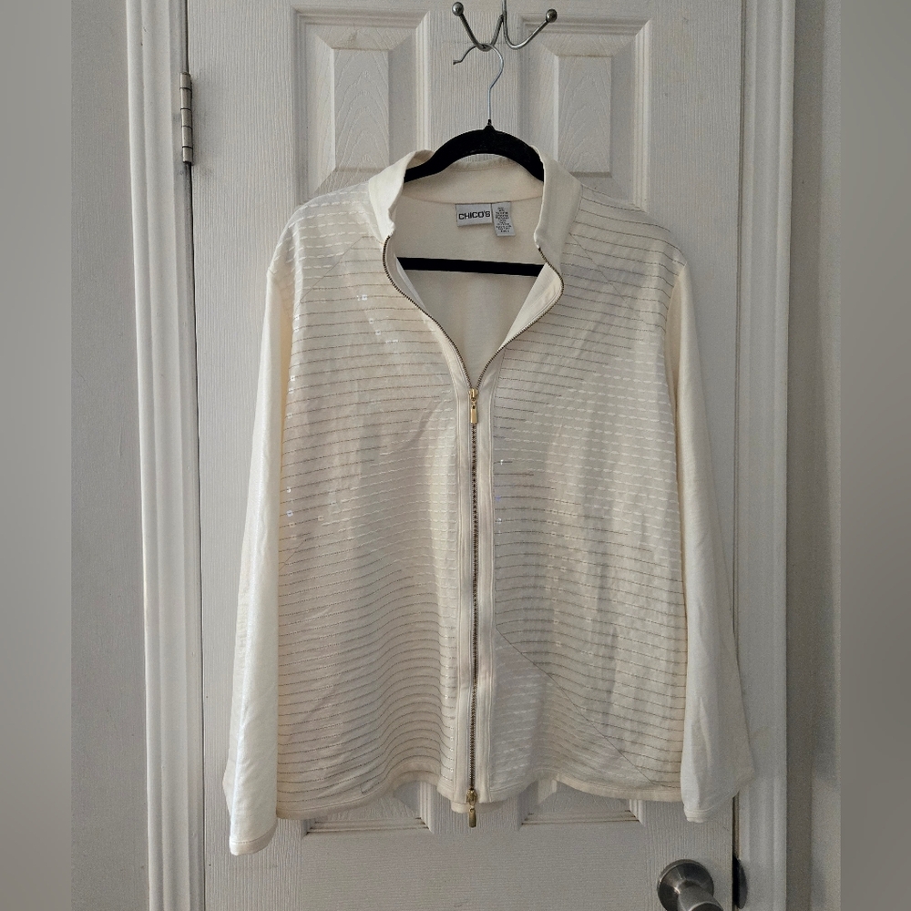 Chico's sz 3 (1x) knit sequined jacket